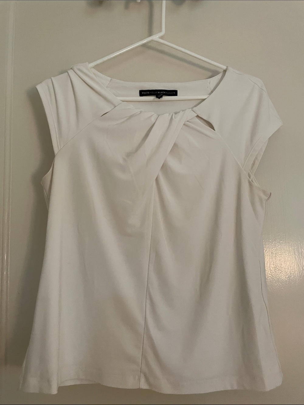 White House Black Market White Cap Sleeve Twist Top - White